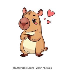 Capybara in love, Love, Valentine's Day, holiday, birthday, Design for postcard, packaging, fabric. Vector illustration