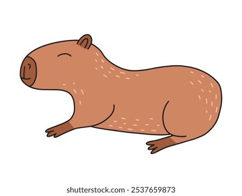 Capybara deitado vetor ilustração plana