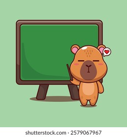 capybara mascot cartoon character vector illustration with blackboard.
Design element for poster, brochure, web, mascot, sticker, logo and icon.