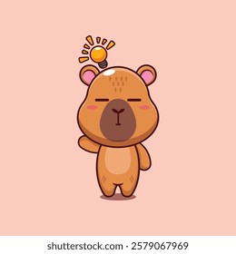 capybara mascot cartoon character vector illustration get an idea.
design element for poster, brochure, web, mascot, sticker, logo and icon.