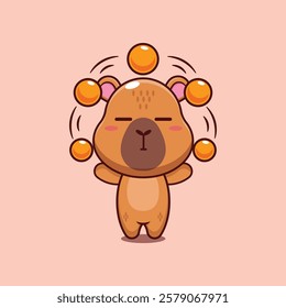 capybara mascot cartoon character vector illustration circus attraction with balls.
Design element for poster, brochure, web, mascot, sticker, logo and icon.