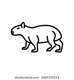 Capybara Outline Icon, Vector illustration