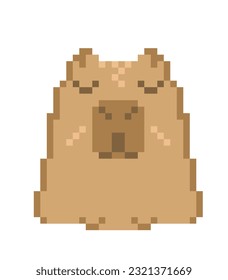 Capybara pixel art illustration. cute cartoon capybara

