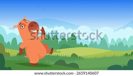 Capybara. Playing cute capybara animal exact vector background illustration