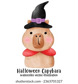 Capybara and Pumpkin Halloween. Vector. watercolor. illustration