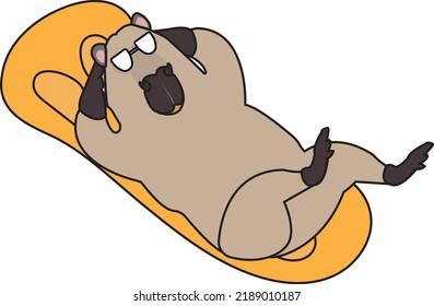 Capybara relaxing on the floating ilustration