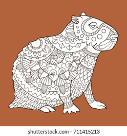 Capybara rodent animal fashion vector illustration. Lace pattern