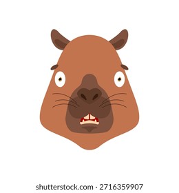 Capybara scared OMG avatar emotion. rodent Oh my God emoji. Frightened beast. Vector illustration