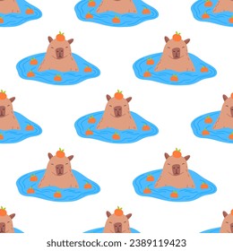 Capybara seamless pattern. Capibara vector illustration for fabric, children's clothing, wrapping paper, children's textiles