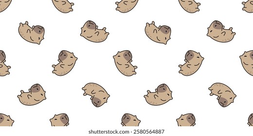 capybara seamless pattern sleeping pet cartoon