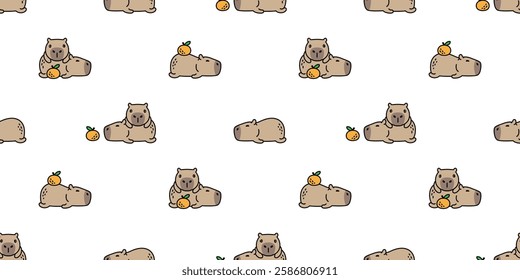 capybara seamless pattern sleeping vector pet sleep cartoon doodle orange south america animal gift wrapping paper tile background repeat wallpaper illustration scarf isolated design