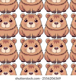 Capybara, seamless pattern, vector, isolated, simple, flat.