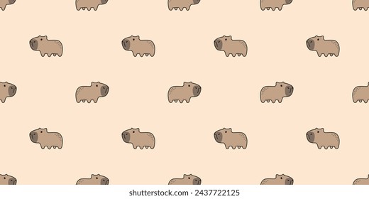 capybara seamless pattern vector pet doodle cartoon south america animal gift wrapping paper tile background repeat wallpaper illustration scarf isolated design