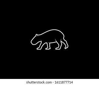 Capybara Silhouette on Black Background. Isolated Vector Animal Template for Logo Company, Icon, Symbol etc