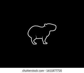 Capybara Silhouette on Black Background. Isolated Vector Animal Template for Logo Company, Icon, Symbol etc