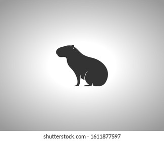 Capybara Silhouette on White Background. Isolated Vector Animal Template for Logo Company, Icon, Symbol etc