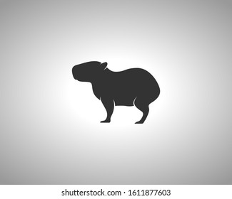 Capybara Silhouette on White Background. Isolated Vector Animal Template for Logo Company, Icon, Symbol etc