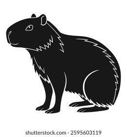 Capybara silhouettes and icons. Black flat color white background Capybara animal vector and illustration.