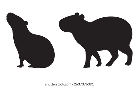 Capybara silhouettes illustration image vector