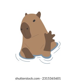 capybara single 10 cute on a white background, vector illustration. capybara is the largest rodent.
