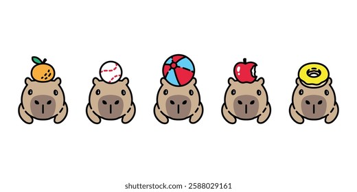 capybara sleeping orange pet cartoon illustration character