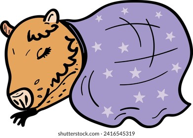 Capybara Snoozing Under a Blanket Cozy Vector Illustration