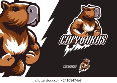 Capybara sports mascot logo design. Modern emblem for sports team or t-shirt print.