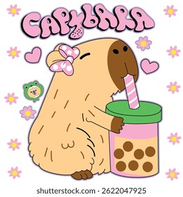 
Capybara spot having a drink seamless pattern