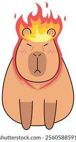 Capybara sticker is cute. Emotion of anger, rage.