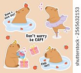 
capybara sticker set, cute capybaras, capybara drawings