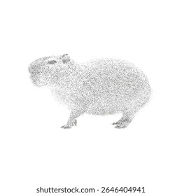 Capybara Stippling Illustration - preto e branco Dotwork Vetor Desenho de uma Capybara	
