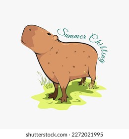 Capybara Summer Chiling Masbro Vector Illustration 1