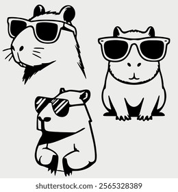 Capybara Sunglasses Vector Bundle Pack 