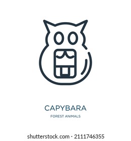 capybara thin line icon. animal, zoo linear icons from forest animals concept isolated outline sign. Vector illustration symbol element for web design and apps.