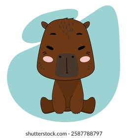 Capybara. Tropical animals. Vector illustration, flat style, kawaii