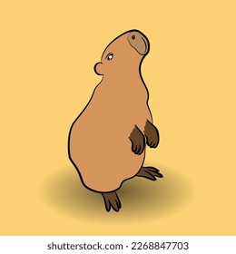 capybara vector design illustration line art