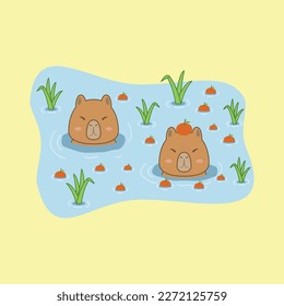 capybara vector design illustration line art