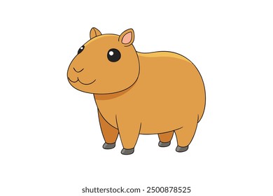 Capybara Vector Illustration Linocut, Kawaii, Cartoon, Clipart and Line Art Design.