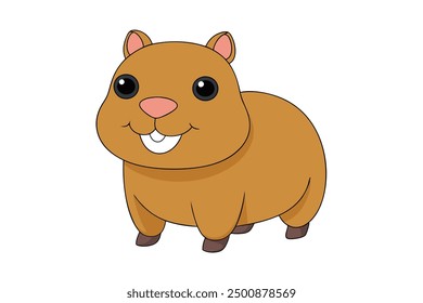 Capybara Vector Illustration Linocut, Kawaii, Cartoon, Clipart and Line Art Design.