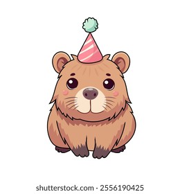 Capybara, vector, isolated, simple, flat, cap. For the design of clothing, packaging.