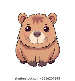 Capybara, vector, isolated, simple, flat.