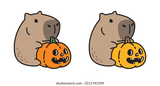 ilustração de desenho animado de abóbora capybara halloween