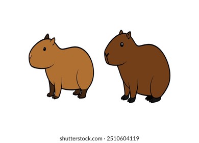 Capybara vector silhouette with white Background