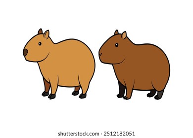 Capybara vector silhouette with white Background