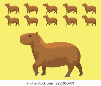 Capybara Walking Animation Cartoon Vector Illustration