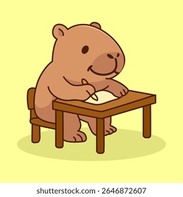 Capybara Escrevendo em uma mesa