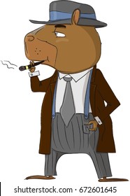 Capybara-detective in noir style