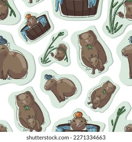 capybaras in different situations pattern