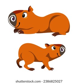 Capybaras, hand drawn on a white background. Illustration