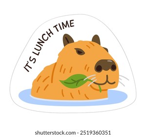 Capybara's head with lettering funny sticker vector illustration isolated on white.